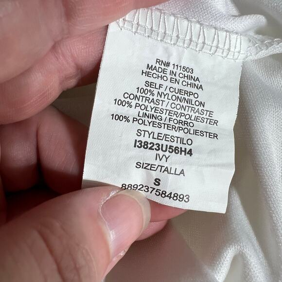 Lily Rose Womens Lace A Line Dress Mini Length V Neck Halter Top White Small - Picture 9 of 10